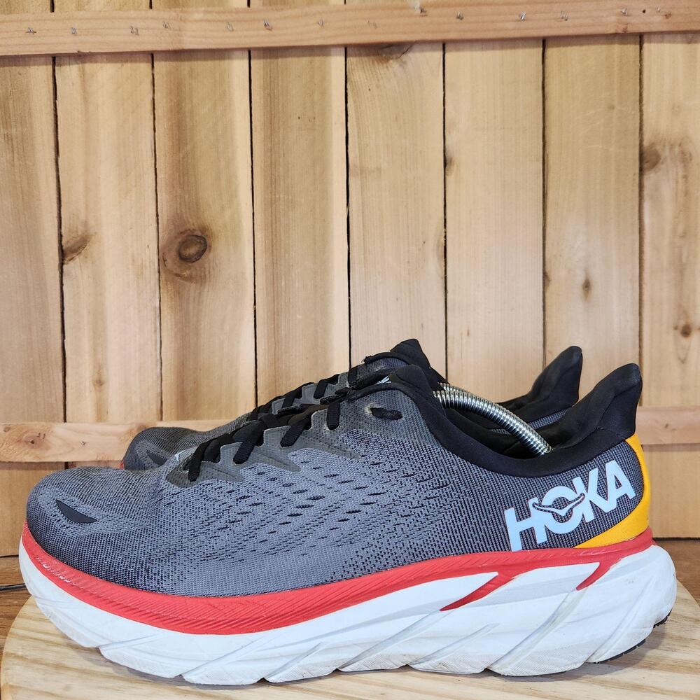 Hoka One One Clifton 8 Shoes Mens 13 Gray Mesh Road Running Athletic Sneakers